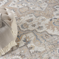9' x 12' Gray Oriental Power Loom Area Rug