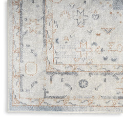 8' Light Blue Oriental Power Loom Distressed Washable Runner Rug