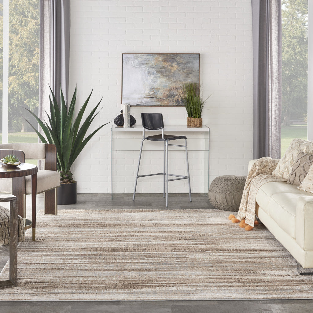 10' x 14' Brown Abstract Power Loom Area Rug
