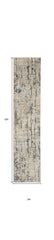 10' Beige and Ivory Abstract Power Loom Runner Rug