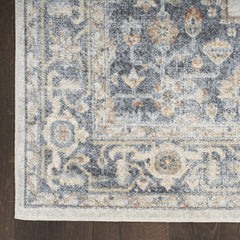 4' X 6' Gray Oriental Power Loom Distressed Washable Area Rug