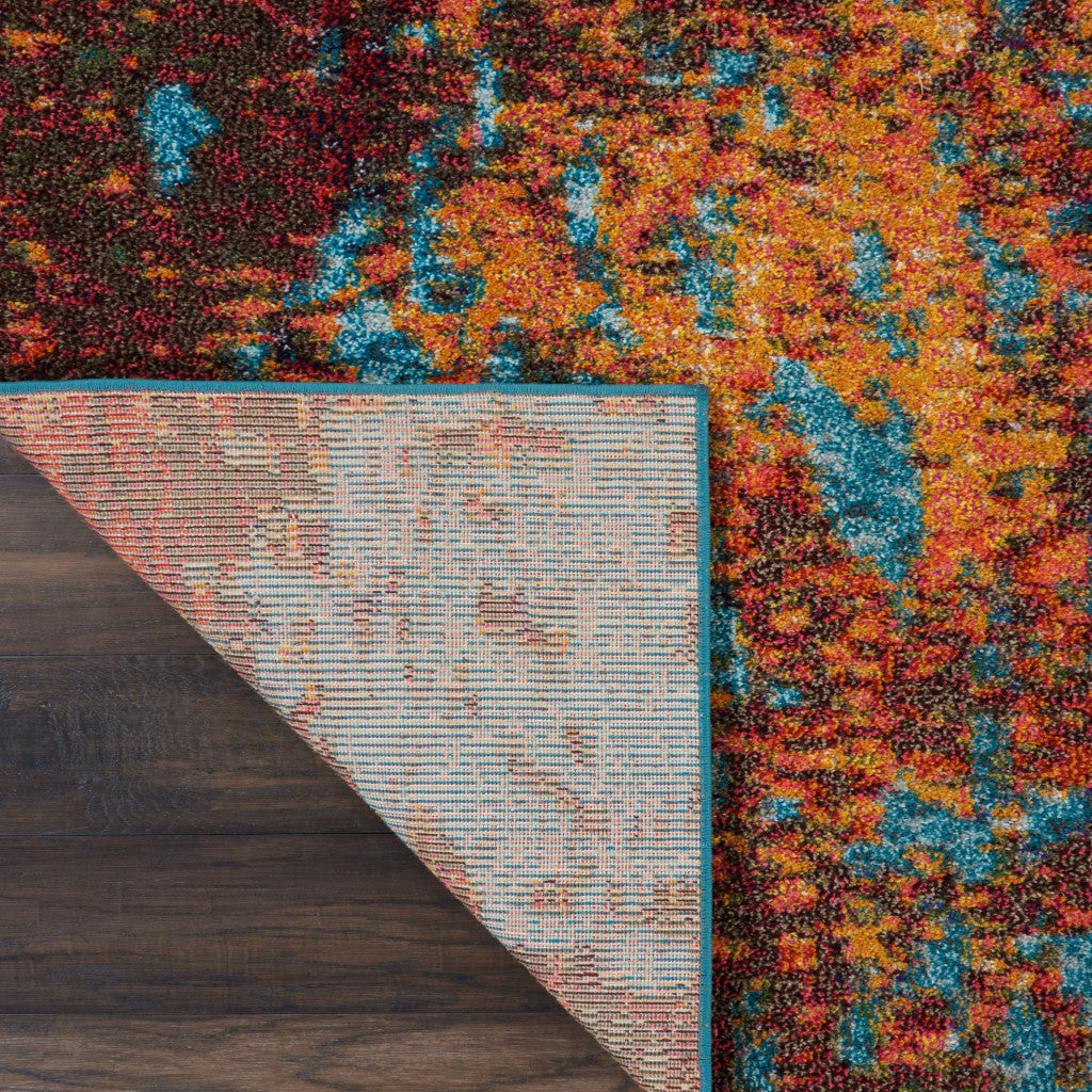 9' x 12' Blue and Orange Abstract Power Loom Area Rug
