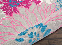 9' x 12' Blue Floral Power Loom Area Rug