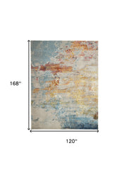10' x 14' Blue and Gray Abstract Power Loom Area Rug