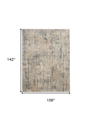 9' x 12' Beige Abstract Power Loom Area Rug