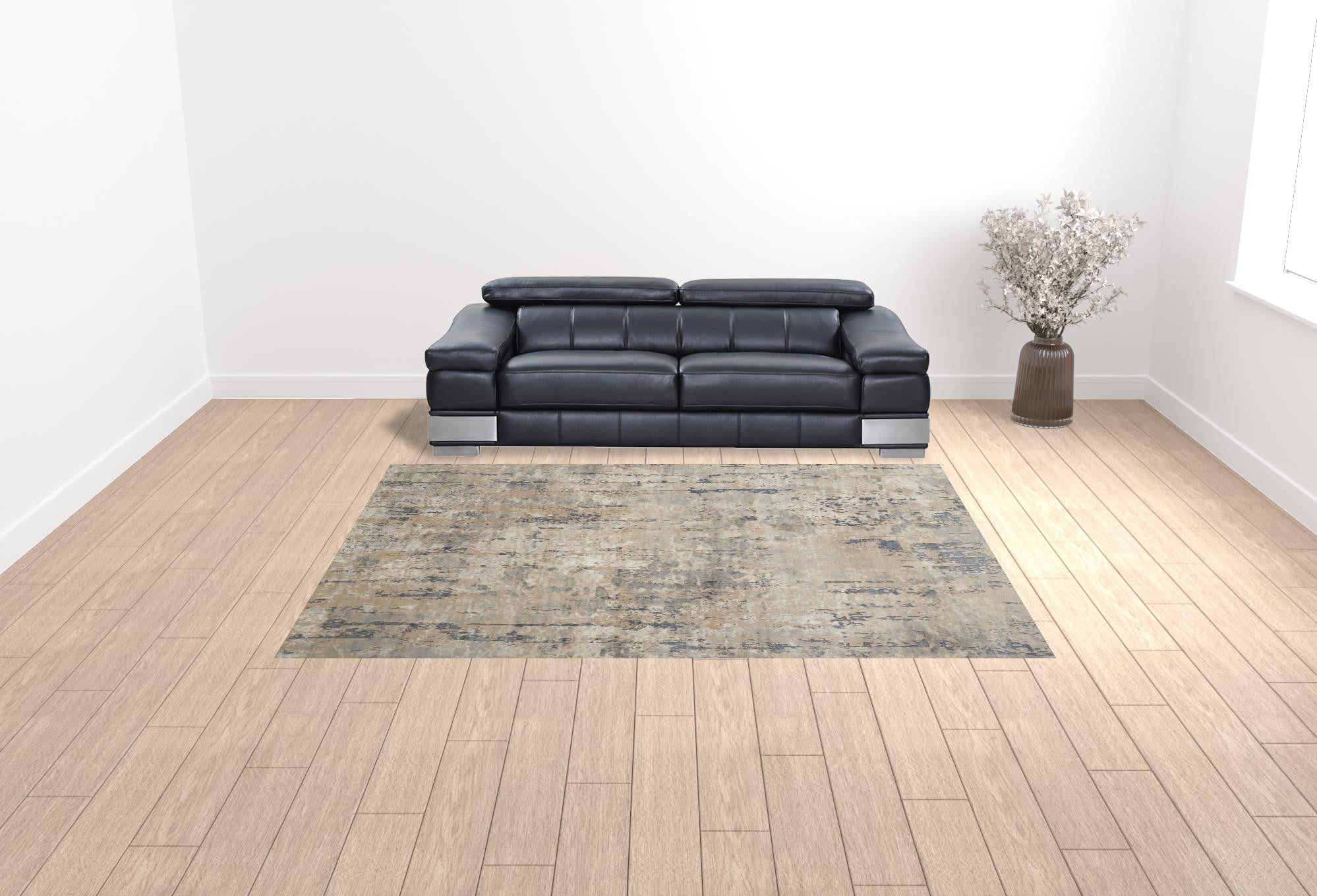 9' x 12' Beige Abstract Power Loom Area Rug