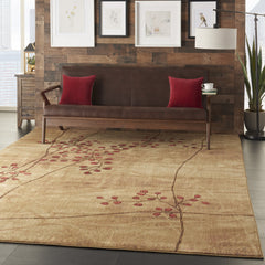 9' x 12' Brown Floral Power Loom Area Rug