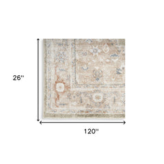 10' Sage Oriental Power Loom Distressed Washable Runner Rug