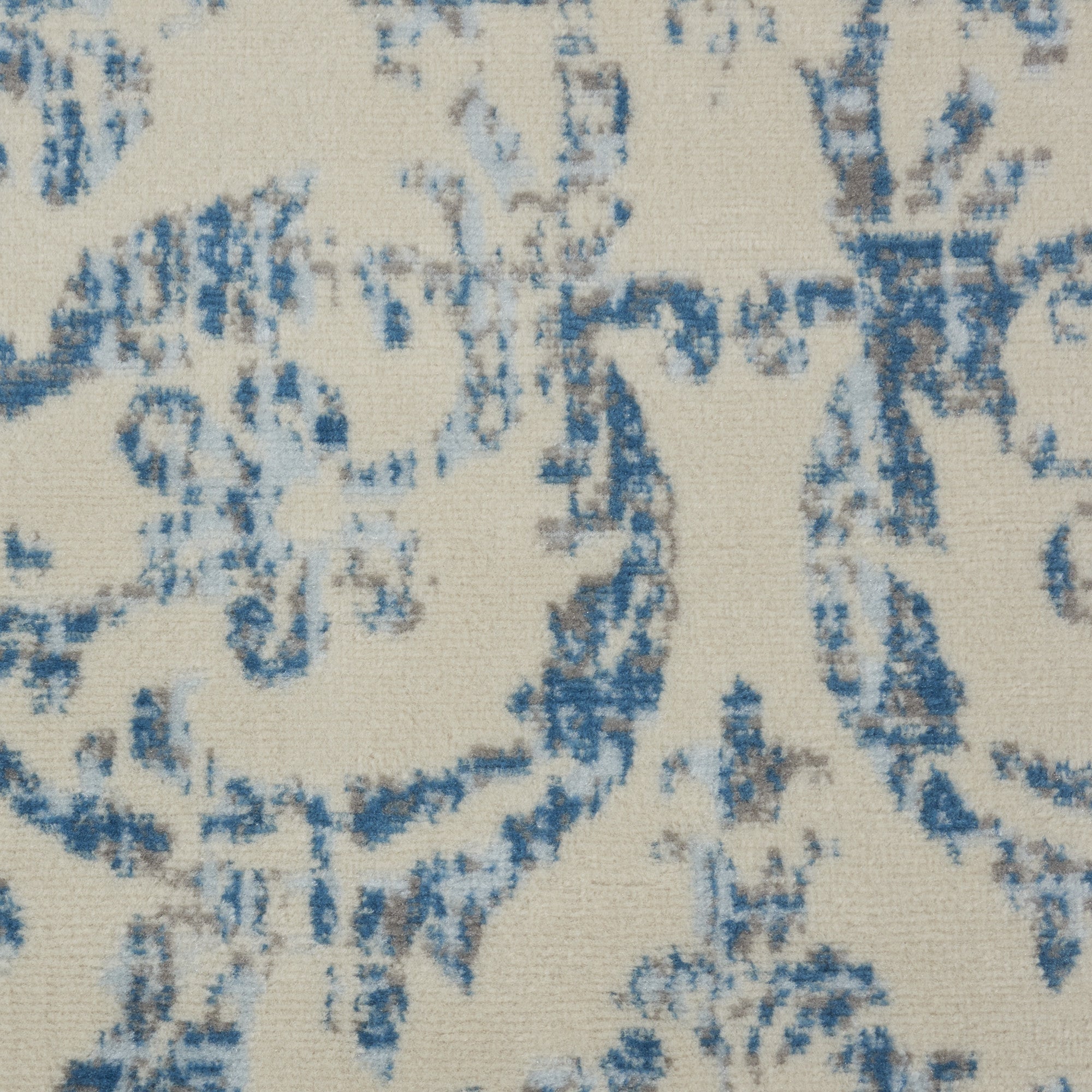 8' x 10' Cream Damask Power Loom Non Skid Area Rug