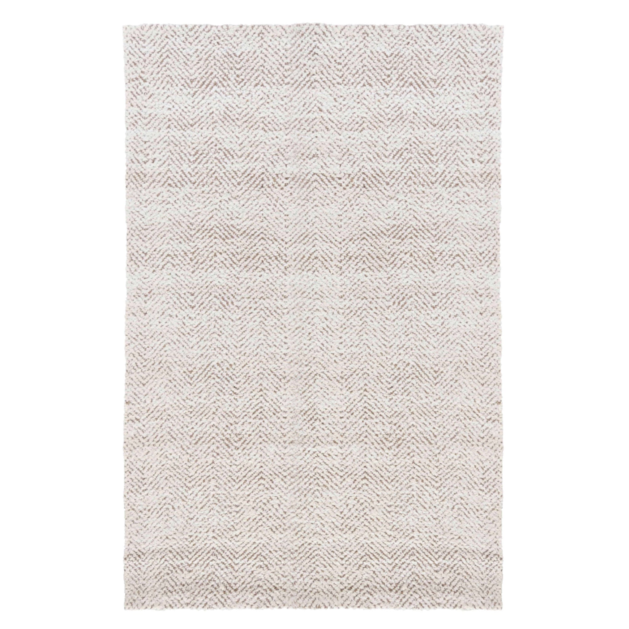 5' x 8' Natural and Ivory Chevron Hand Woven Area Rug