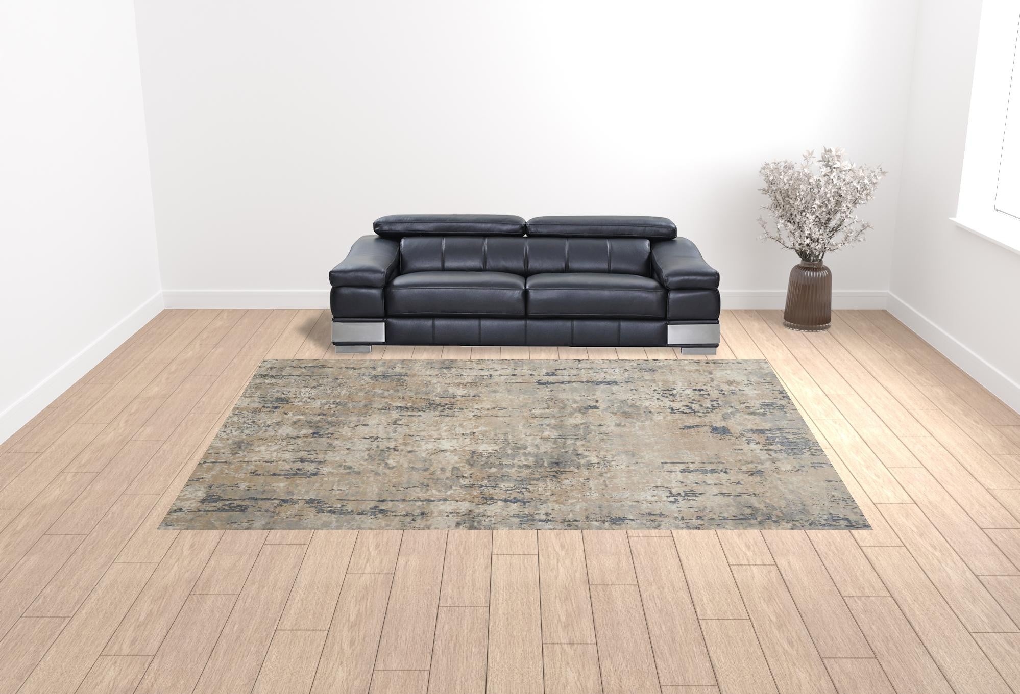 10' x 14' Beige Abstract Power Loom Area Rug