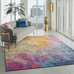9' x 12' Blue Abstract Power Loom Area Rug