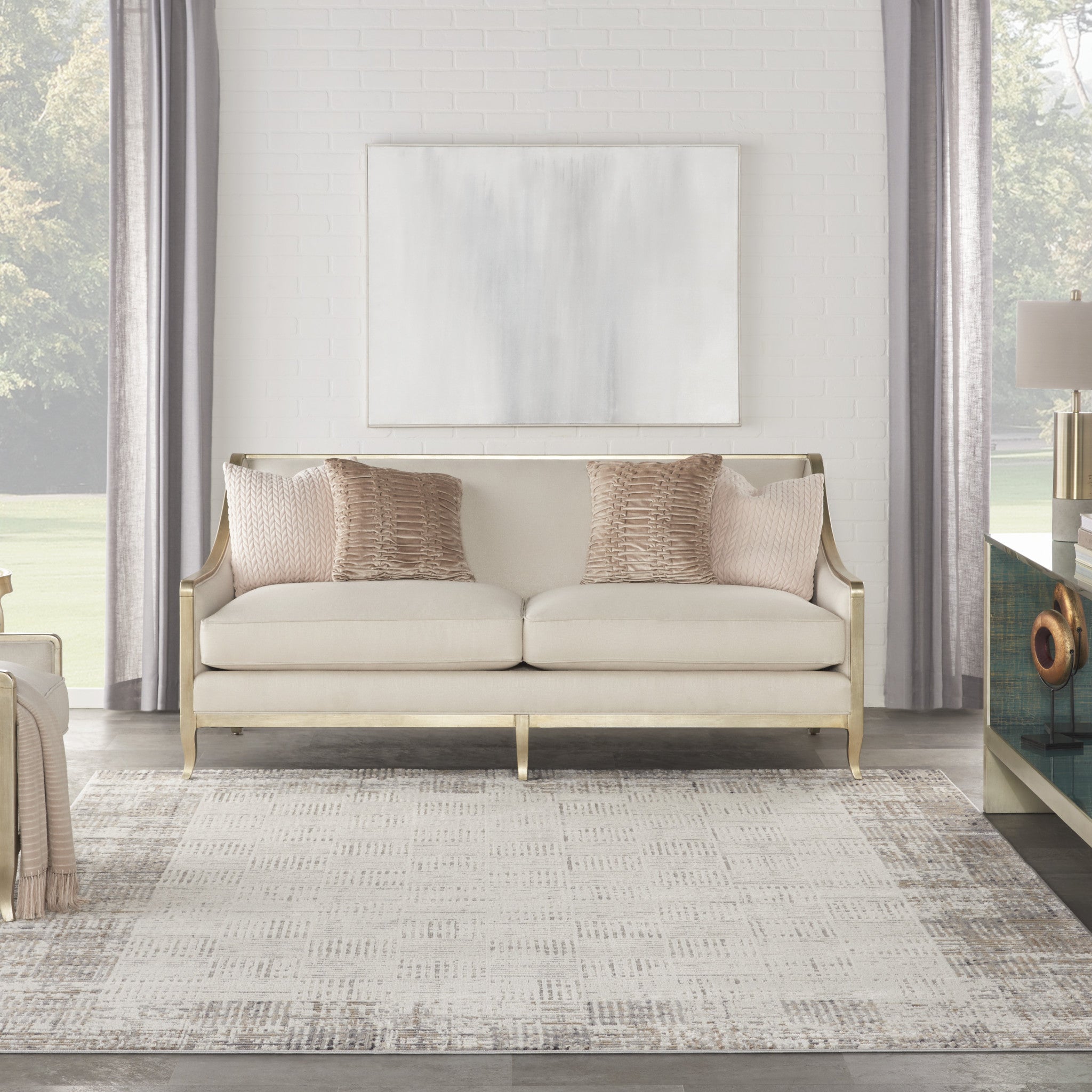 10' x 14' Gray Abstract Power Loom Area Rug
