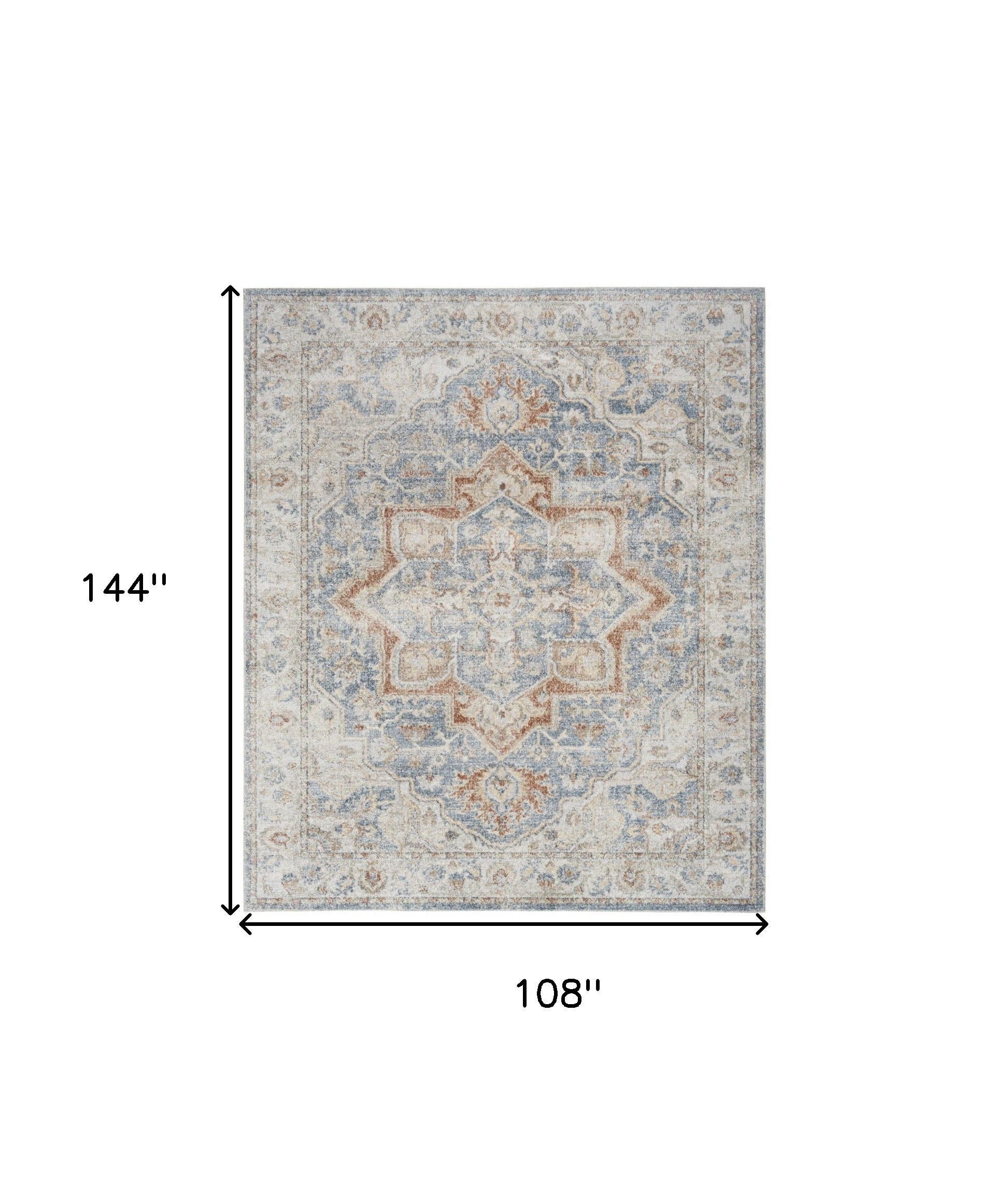 9' x 12' Gray Oriental Power Loom Area Rug