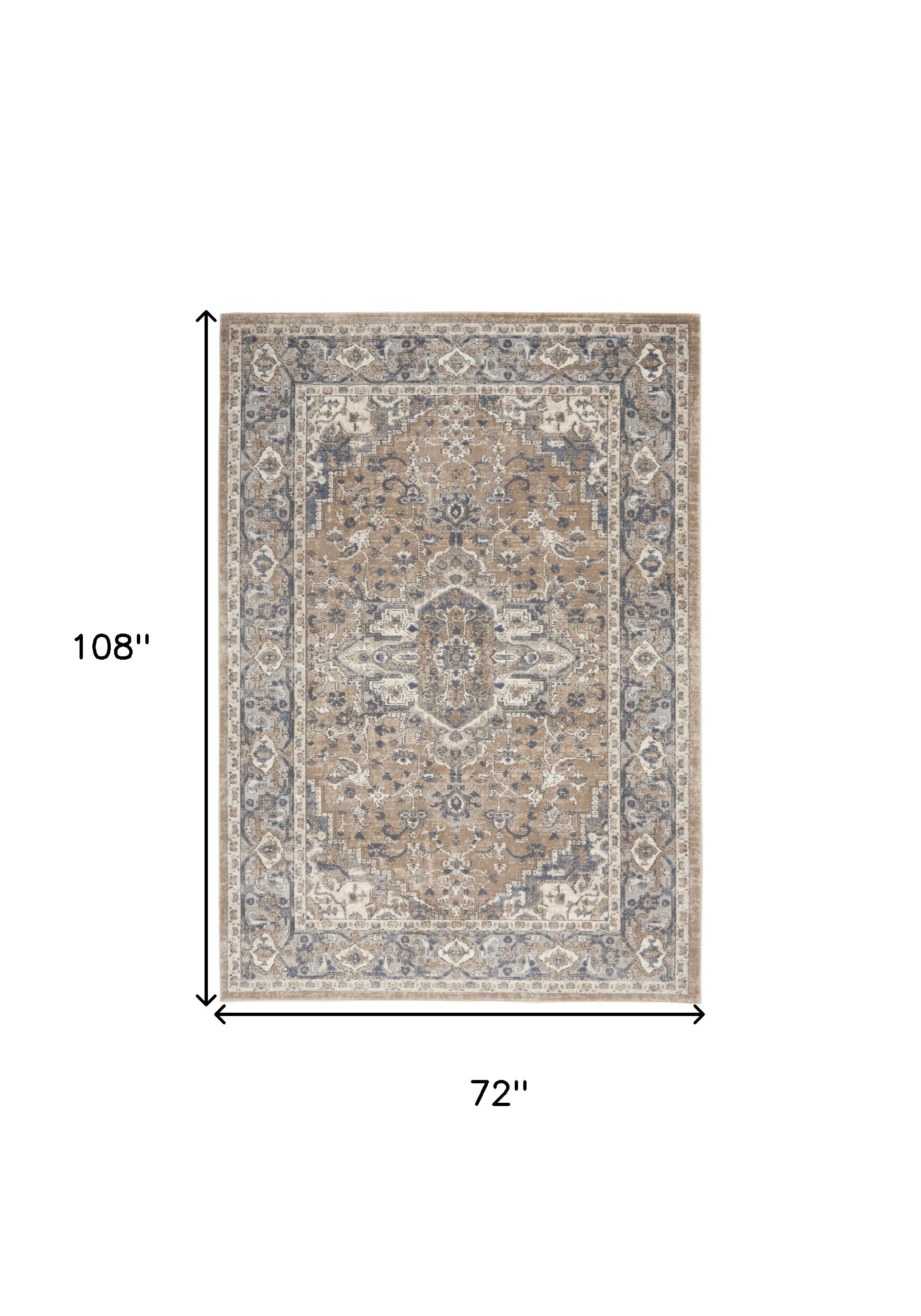 6' x 9' Ivory Floral Power Loom Area Rug