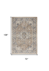 6' x 9' Ivory Floral Power Loom Area Rug