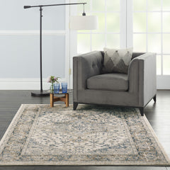 6' x 9' Ivory Floral Power Loom Area Rug