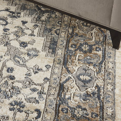 6' x 9' Ivory Floral Power Loom Area Rug