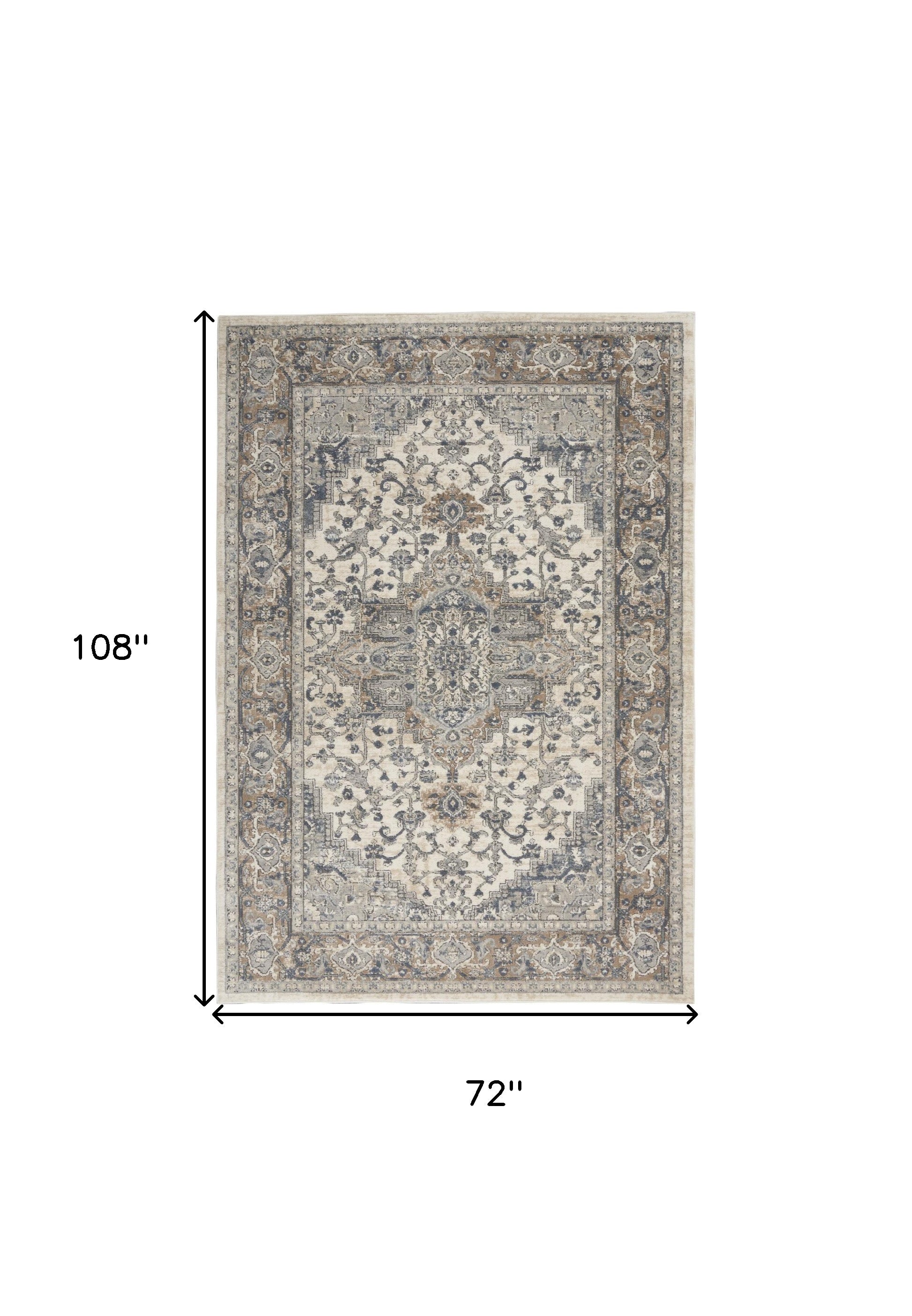 6' x 9' Ivory Floral Power Loom Area Rug