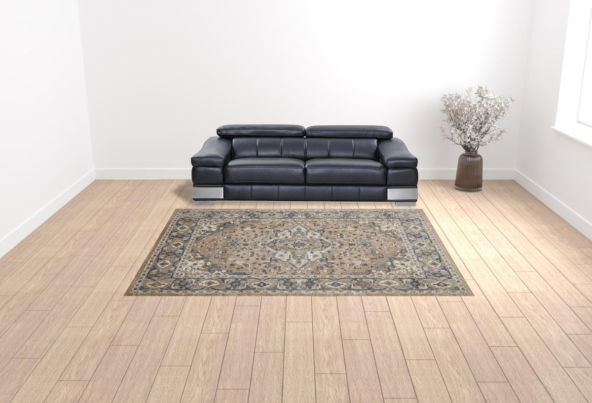 9' x 12' Ivory Floral Power Loom Area Rug