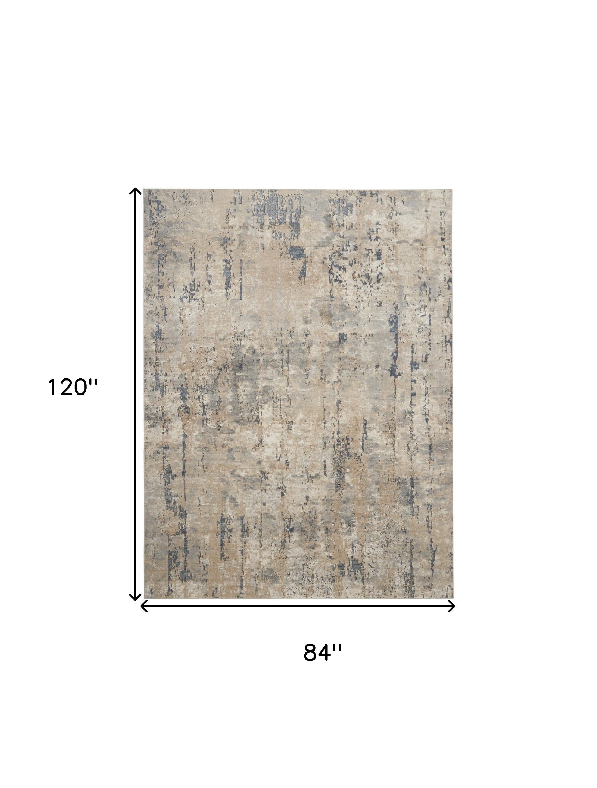 7' x 10' Beige Abstract Power Loom Area Rug