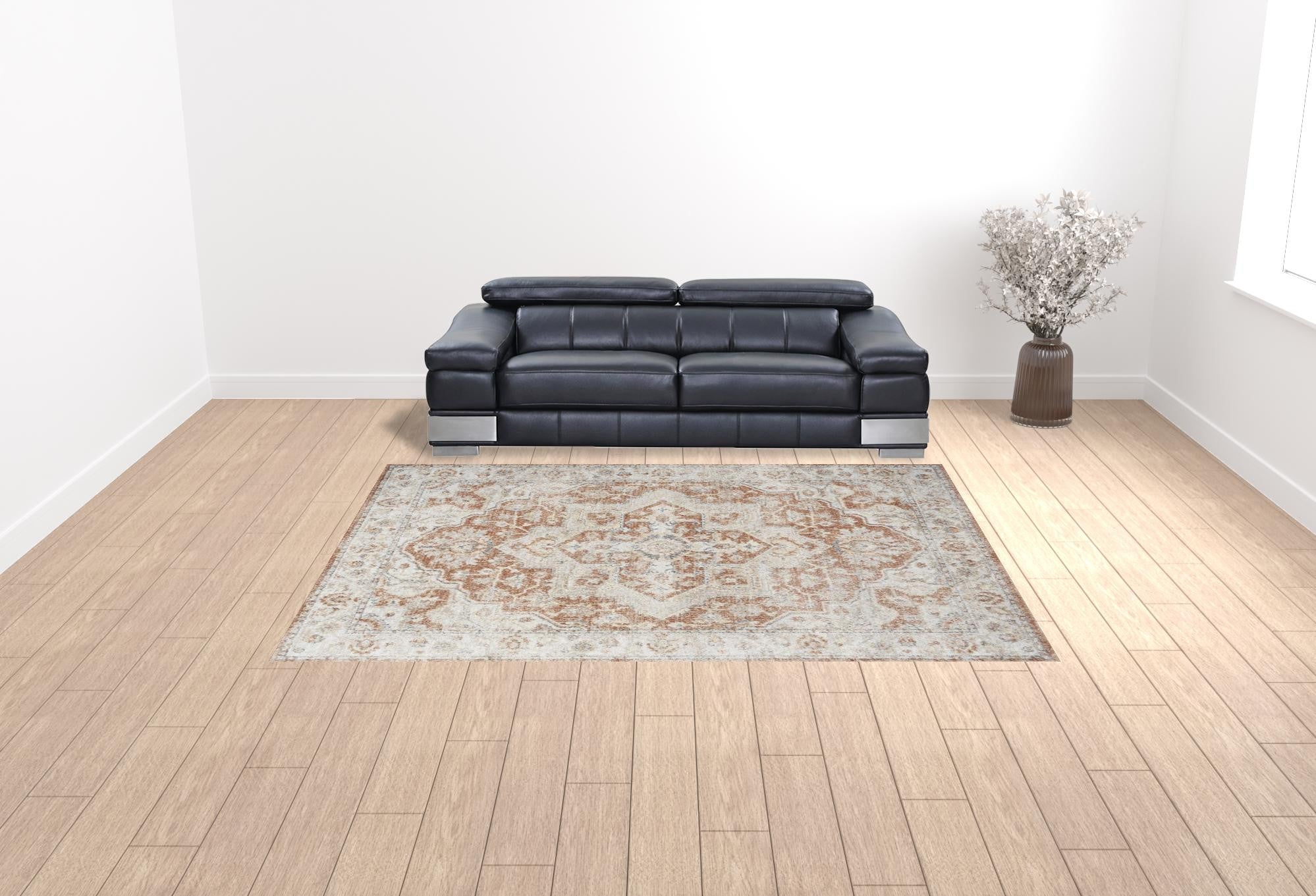 9' X 12' Gold Oriental Power Loom Area Rug