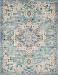 9' x 12' Ivory Floral Power Loom Area Rug