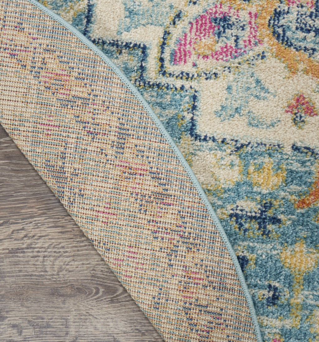9' x 12' Ivory Floral Power Loom Area Rug