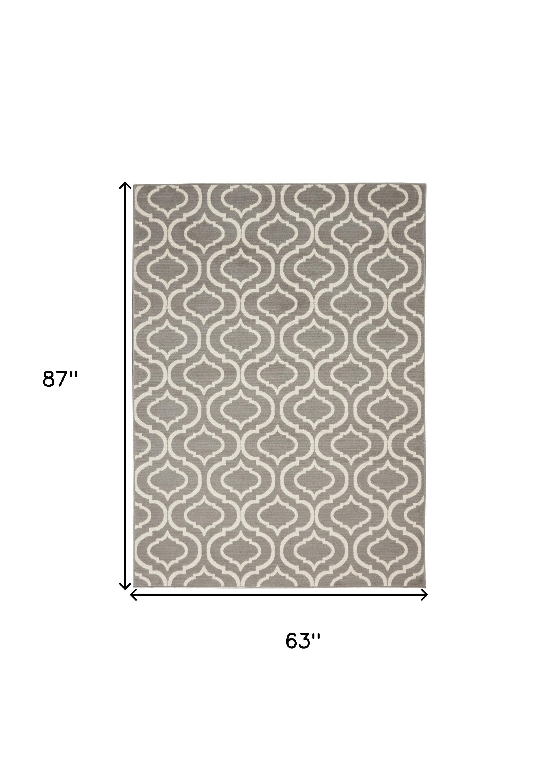 5' x 7' Gray Moroccan Power Loom Area Rug