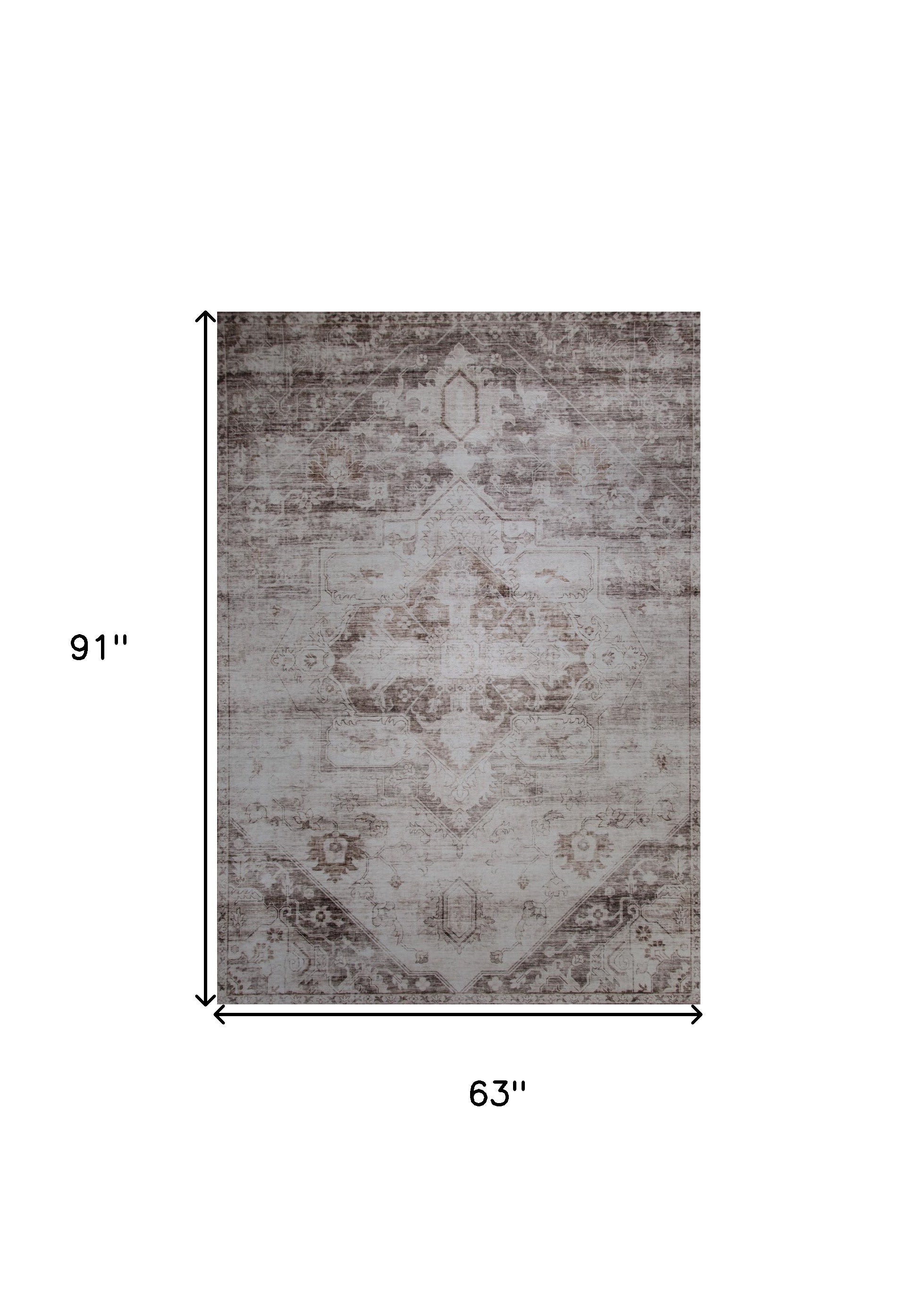 5' x 8' Brown and Ivory Oriental Area Rug