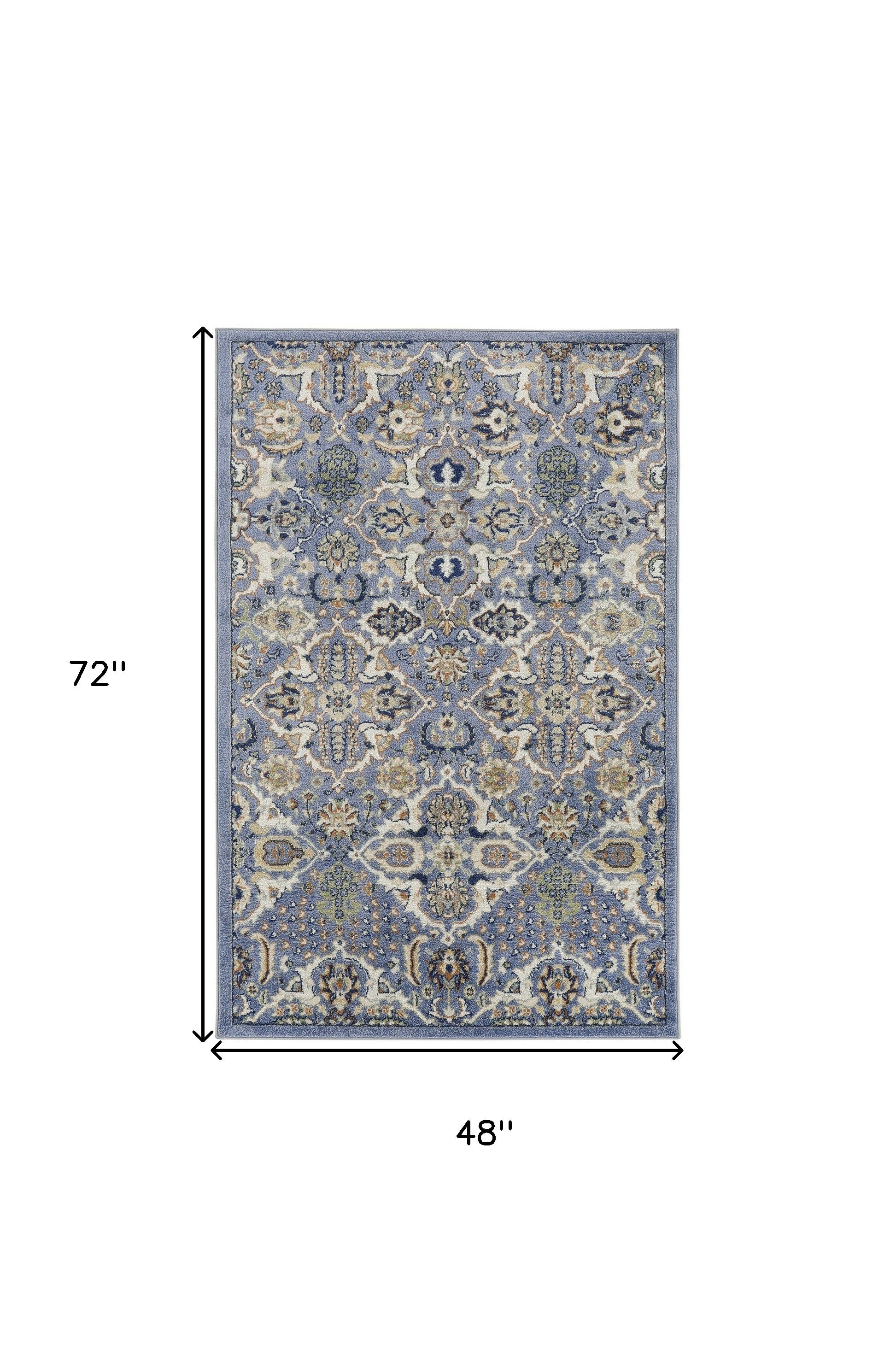 4' x 6' Green and Ivory Floral Power Loom Area Rug