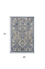 4' x 6' Green and Ivory Floral Power Loom Area Rug