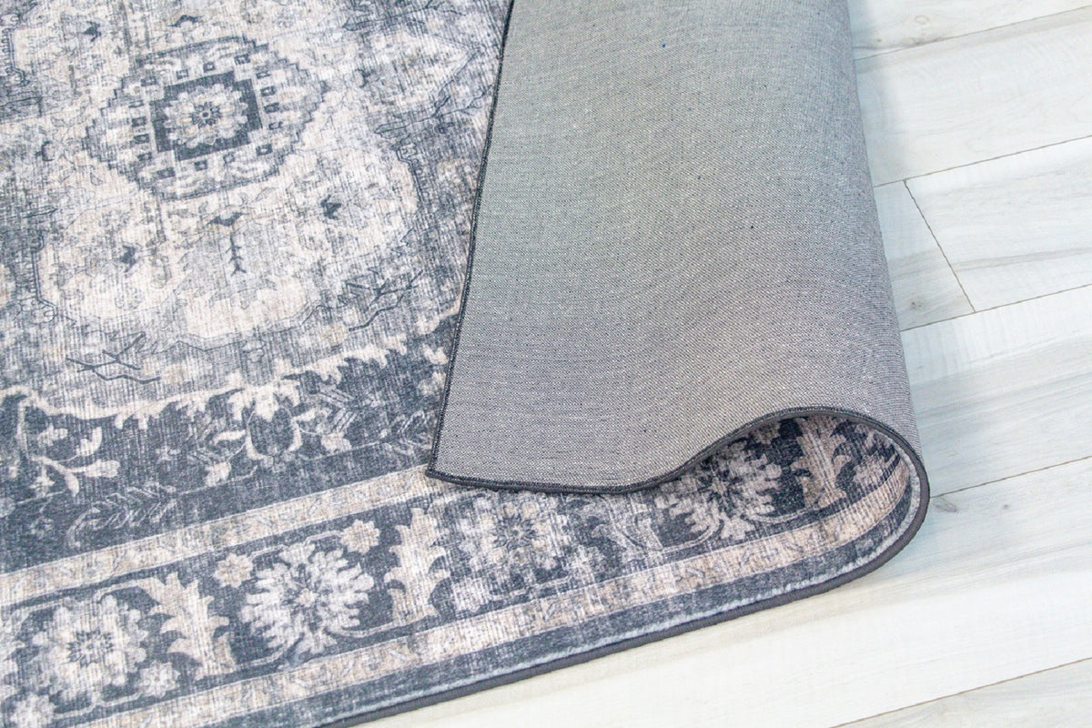 5' x 8' Black and Gray Oriental Area Rug