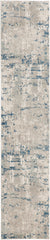 8' Blue and Gray Abstract Power Loom Runner Rug