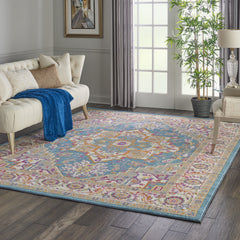 9' x 12' Gray Floral Power Loom Area Rug