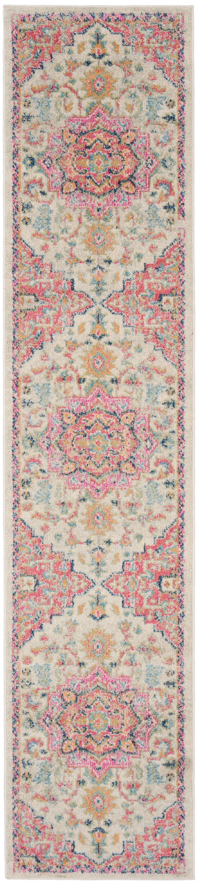 10' Pink and Ivory Oriental Power Loom Runner Rug