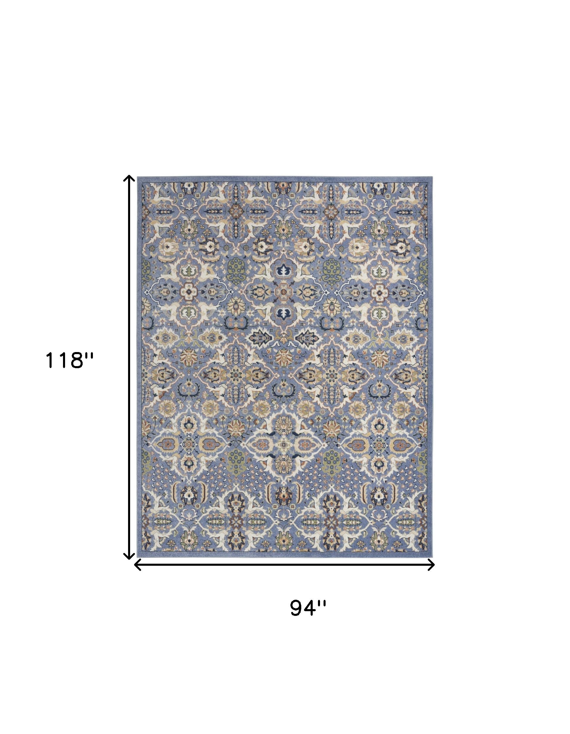 8' x 10' Green and Ivory Floral Power Loom Area Rug