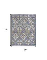 8' x 10' Green and Ivory Floral Power Loom Area Rug