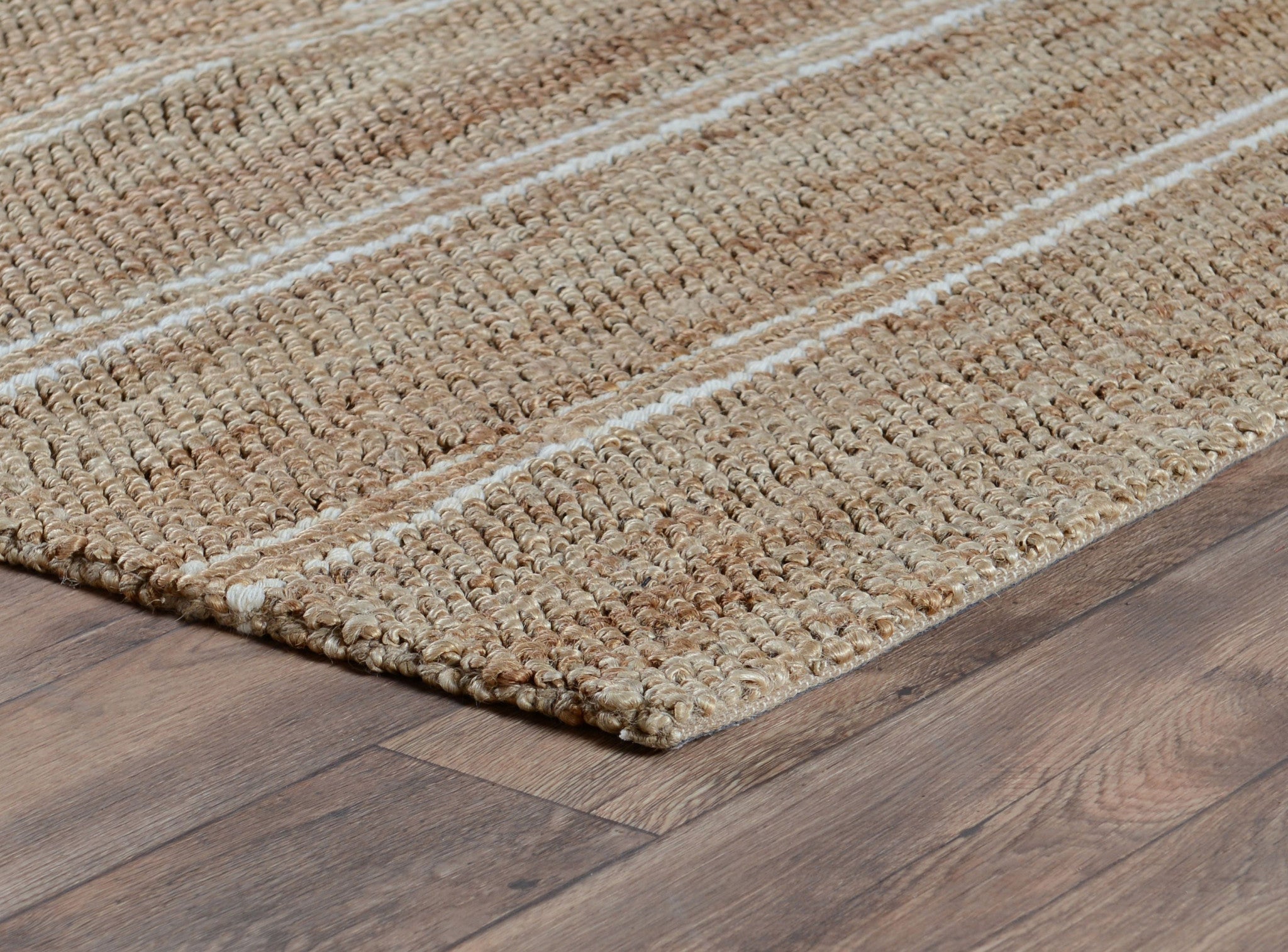 9' x 12' Brown and Ivory Striped Hand Woven Area Rug