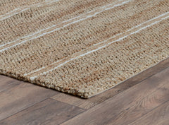 9' x 12' Brown and Ivory Striped Hand Woven Area Rug