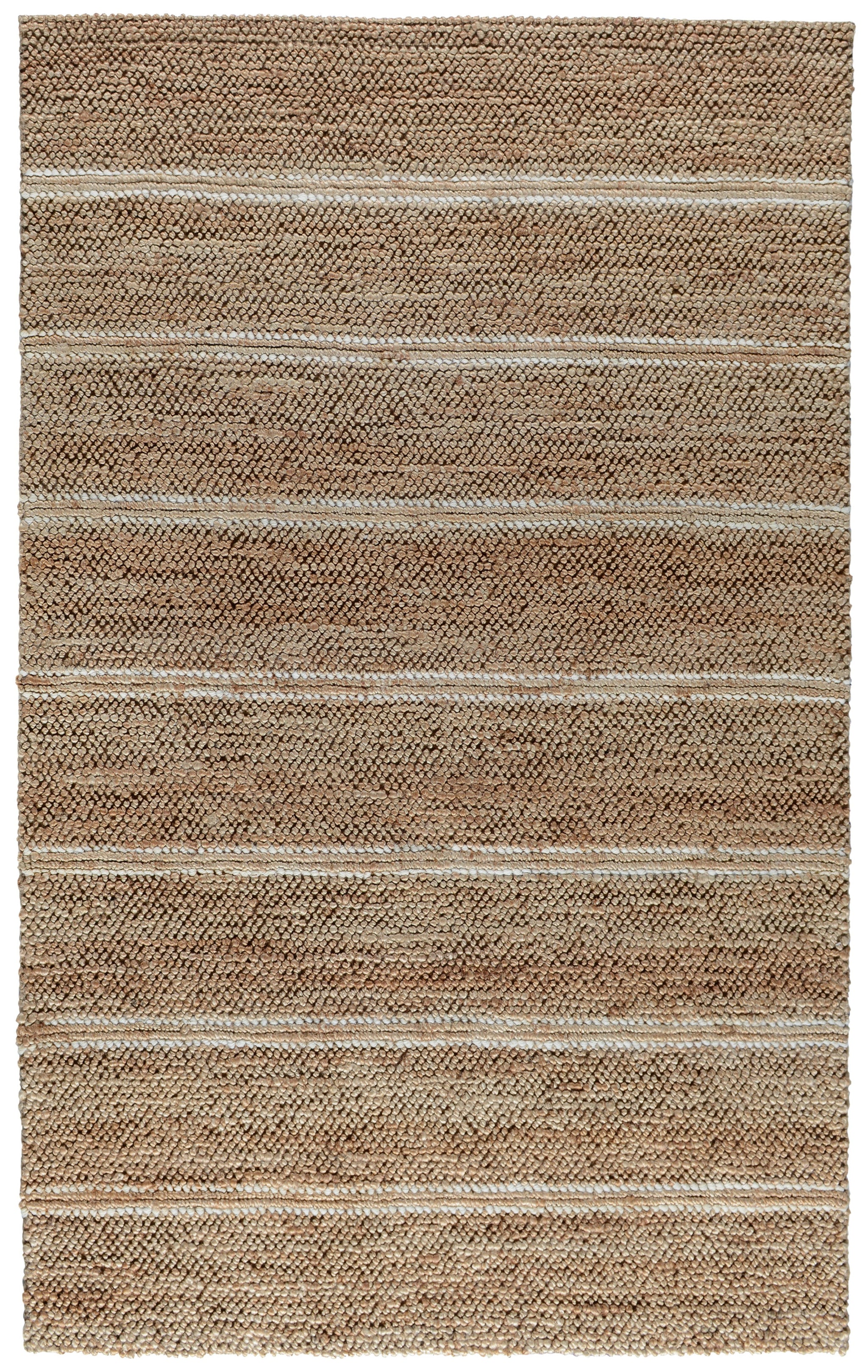 9' x 12' Brown and Ivory Striped Hand Woven Area Rug