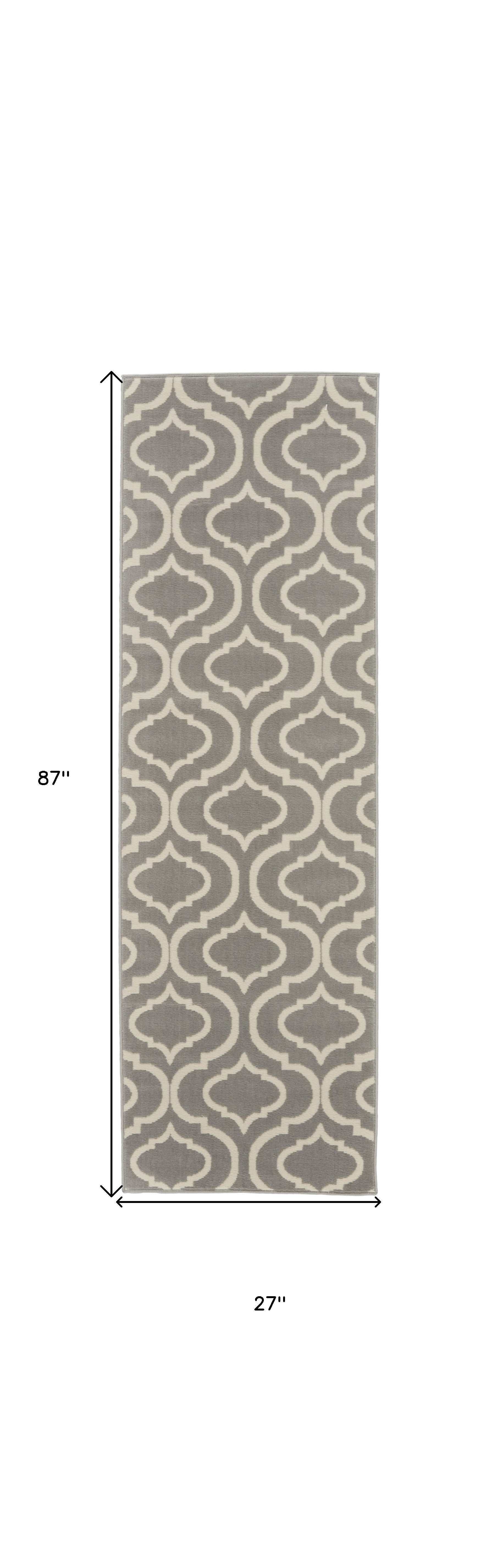 7' Gray Moroccan Power Loom Runner Rug