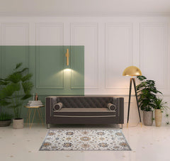4' x 6' Cream Floral Area Rug