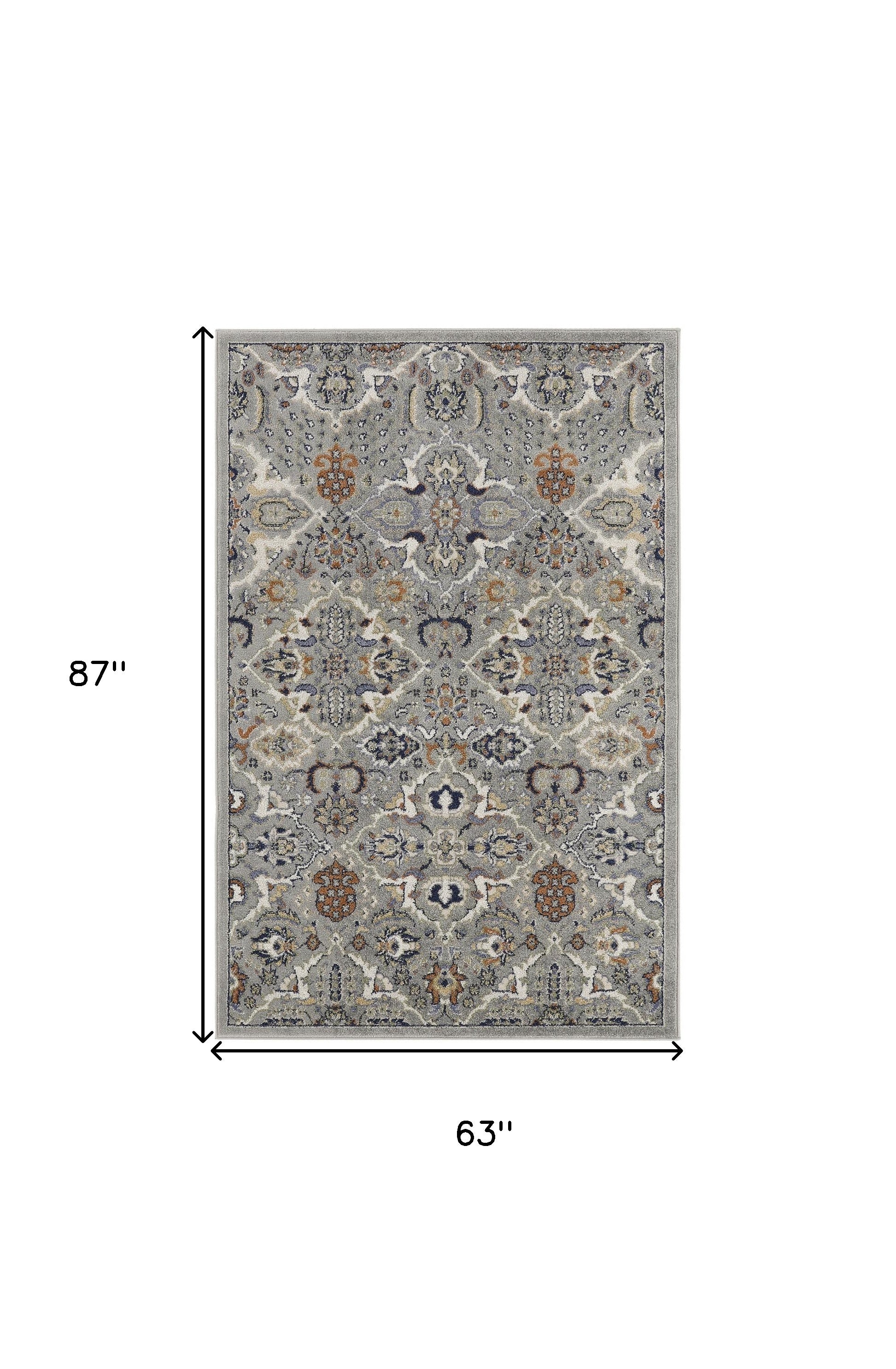 5' x 7' Green and Ivory Floral Power Loom Area Rug
