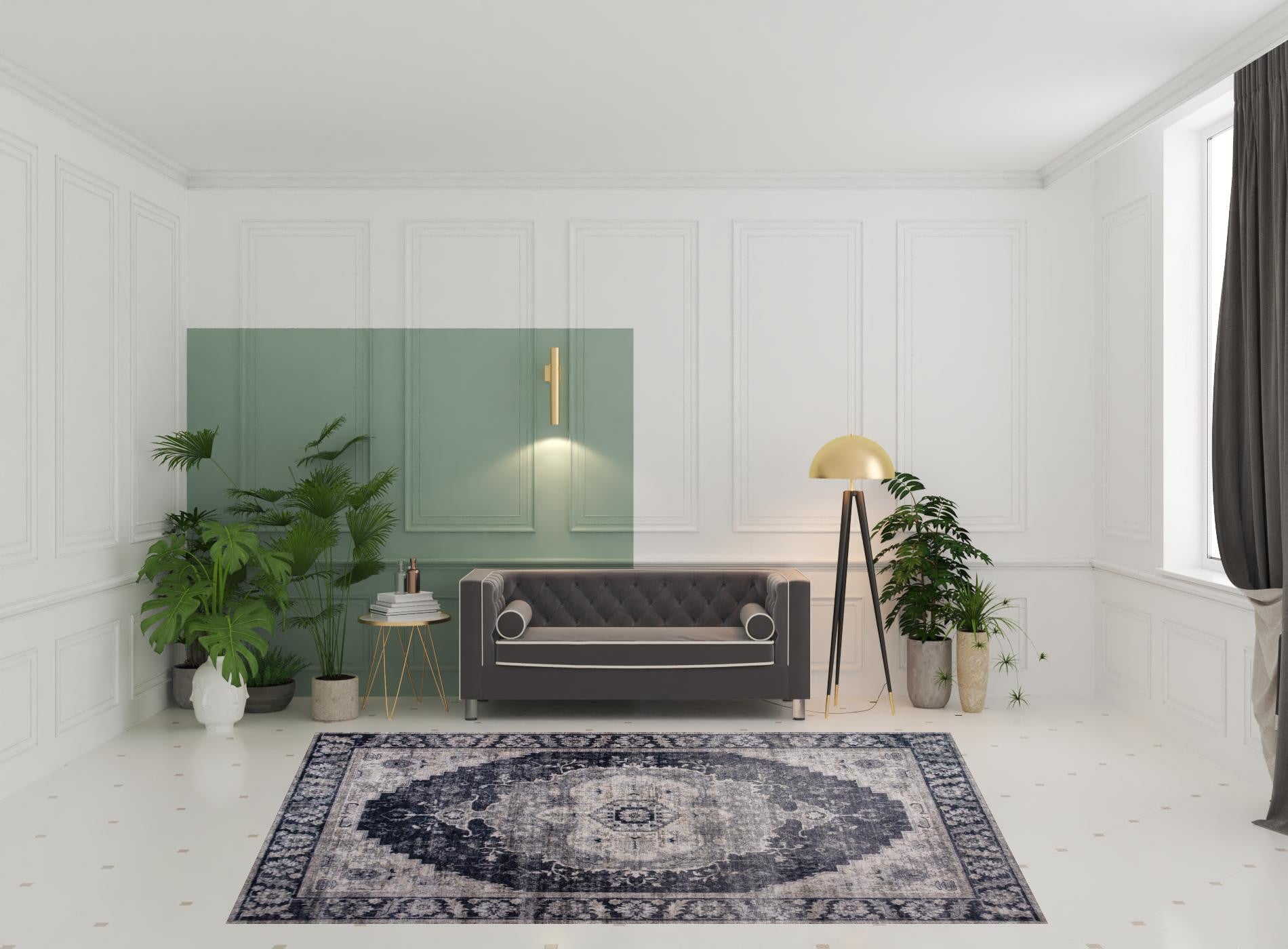 8' x 11' Black and Gray Oriental Area Rug