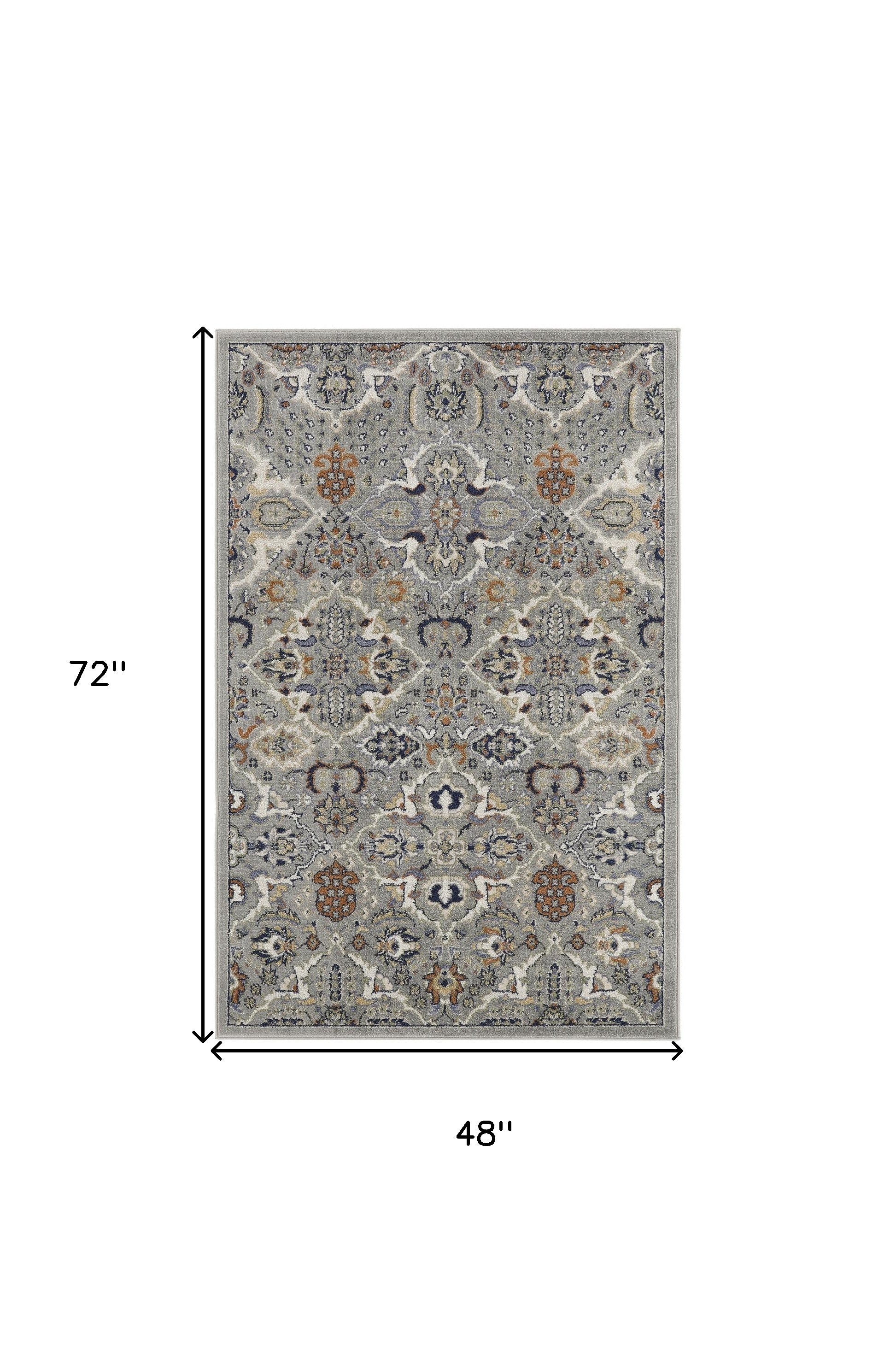 4' x 6' Green and Ivory Floral Power Loom Area Rug