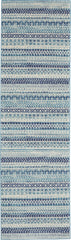10' Navy Blue Floral Power Loom Runner Rug