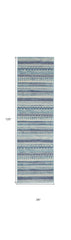 10' Navy Blue Floral Power Loom Runner Rug