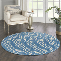 5' Gray Round Moroccan Power Loom Area Rug