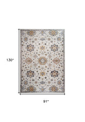 8' x 11' Gray and Gold Floral Area Rug